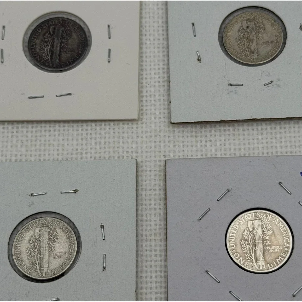 Mercury Silver Dime Lot 1941S 1942 1944 1945D Merc Liberty 90% Silver 4 coins